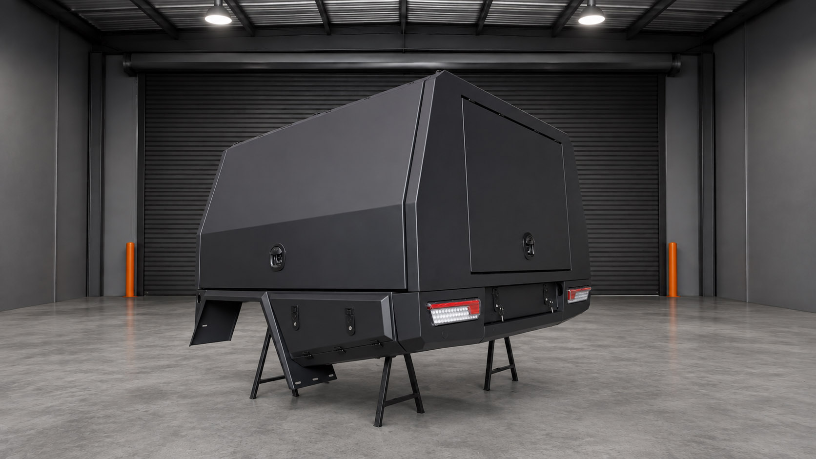 OZUF Gen 1 CMC — low rear three-quarter view with doors closed
